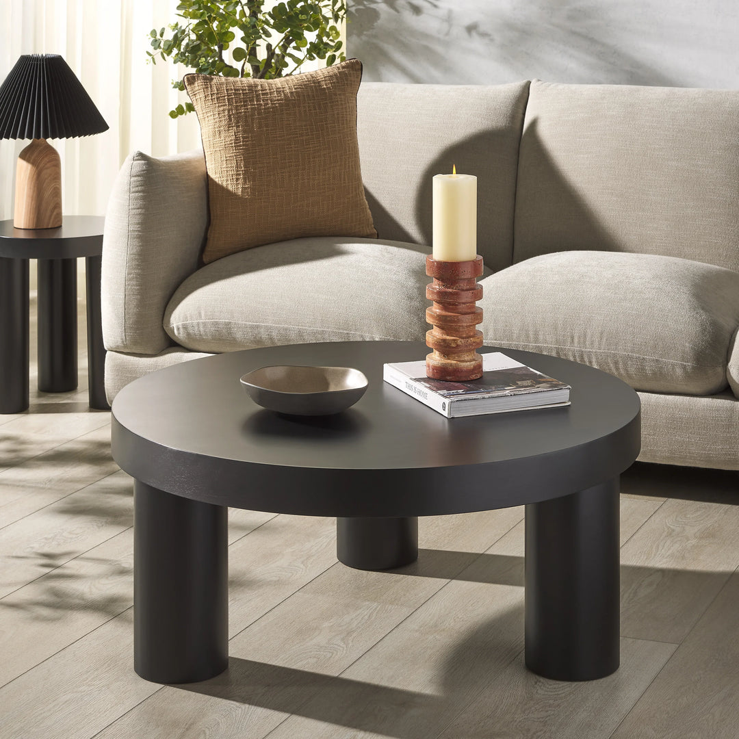 Bary Round 3 Leg Wood Coffee Table - AmericanHomeFurniture