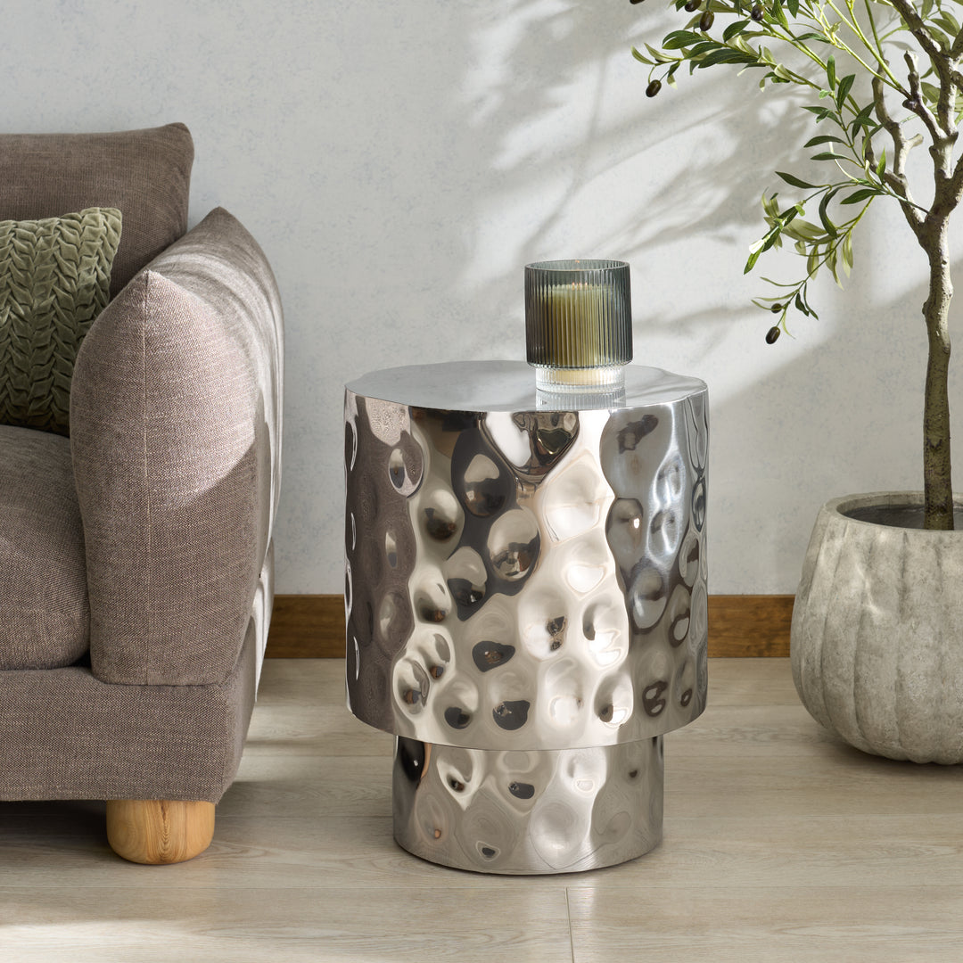 American Home Furniture Safavieh Couture Janalee Hammered Steel Accent Table