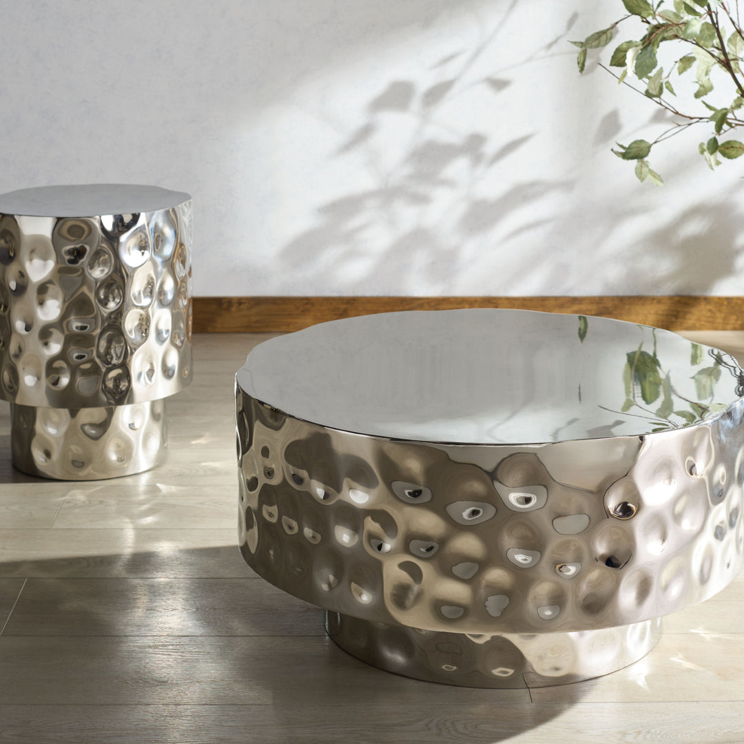 American Home Furniture Safavieh Couture Janalee Hammered Steel Accent Table