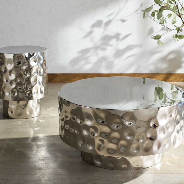 American Home Furniture Safavieh Couture Janalee Hammered Steel Accent Table