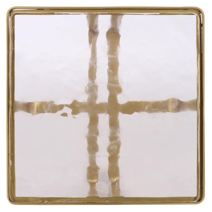 American Home Furniture Safavieh Couture Dominic Cast Glass Top Accent Table