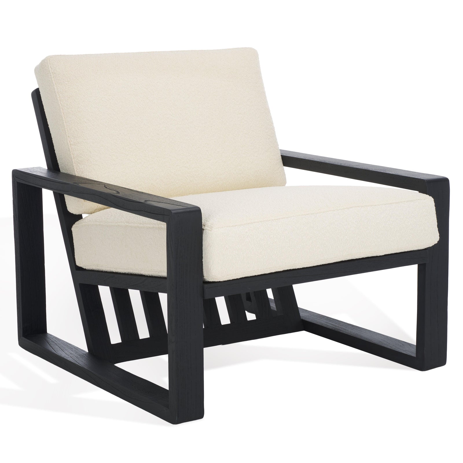 Safavieh Couture Decarlo Boucle Wooden Frame Accent Chair ACCENT + LOUNGE CHAIRS