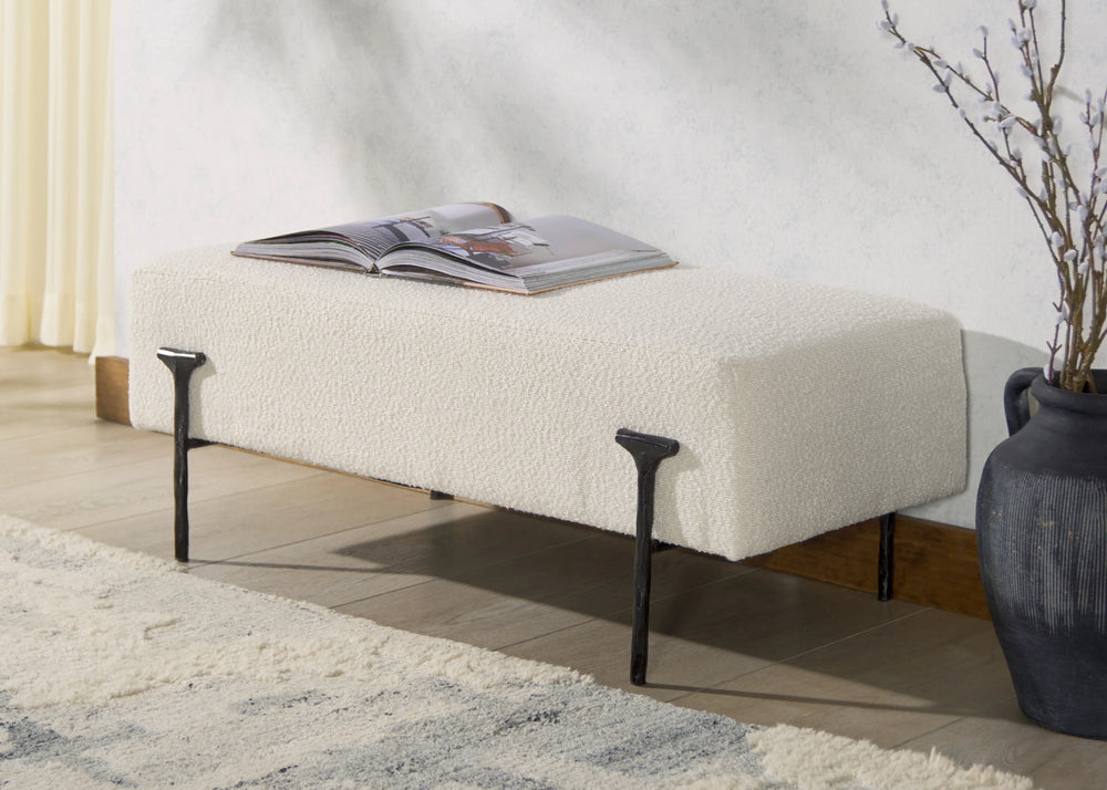 Jessa Boucle Bench - AmericanHomeFurniture