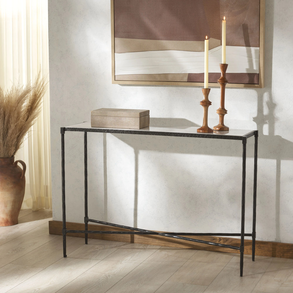 Isabellina Metal And Marble Console Table - AmericanHomeFurniture