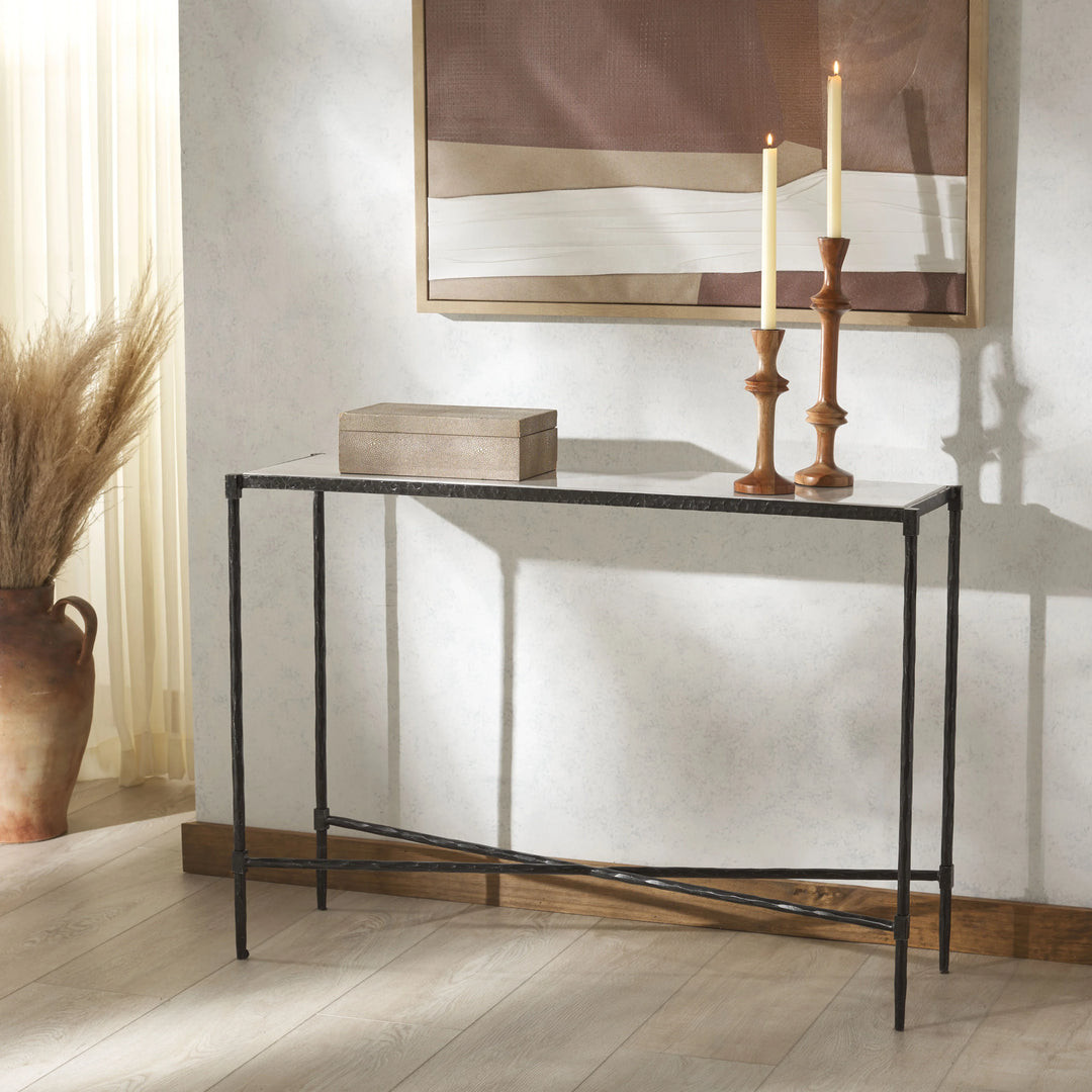 Isabellina Metal And Marble Console Table - AmericanHomeFurniture