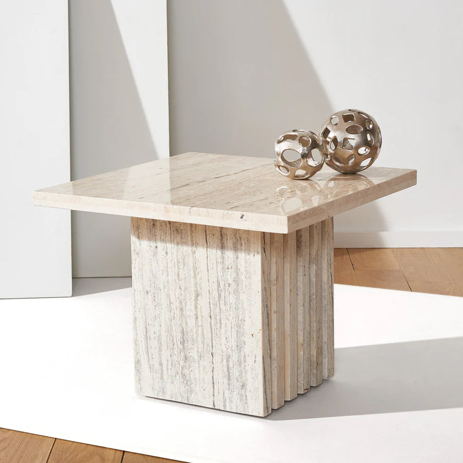 Olivia Tall Square Marble Accent Table