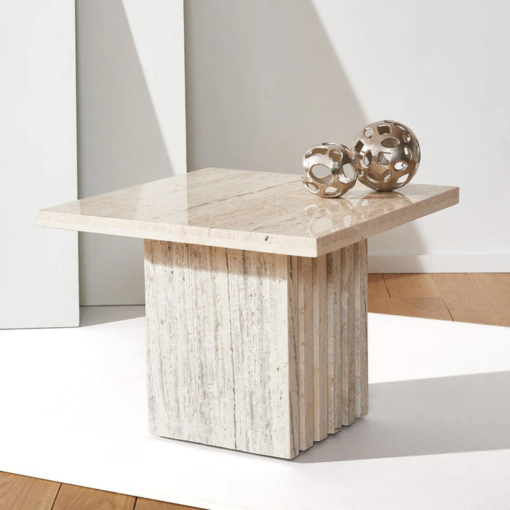 Olivia Tall Square Marble Accent Table
