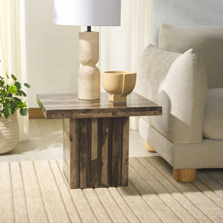 Olivia Tall Square Marble Accent Table