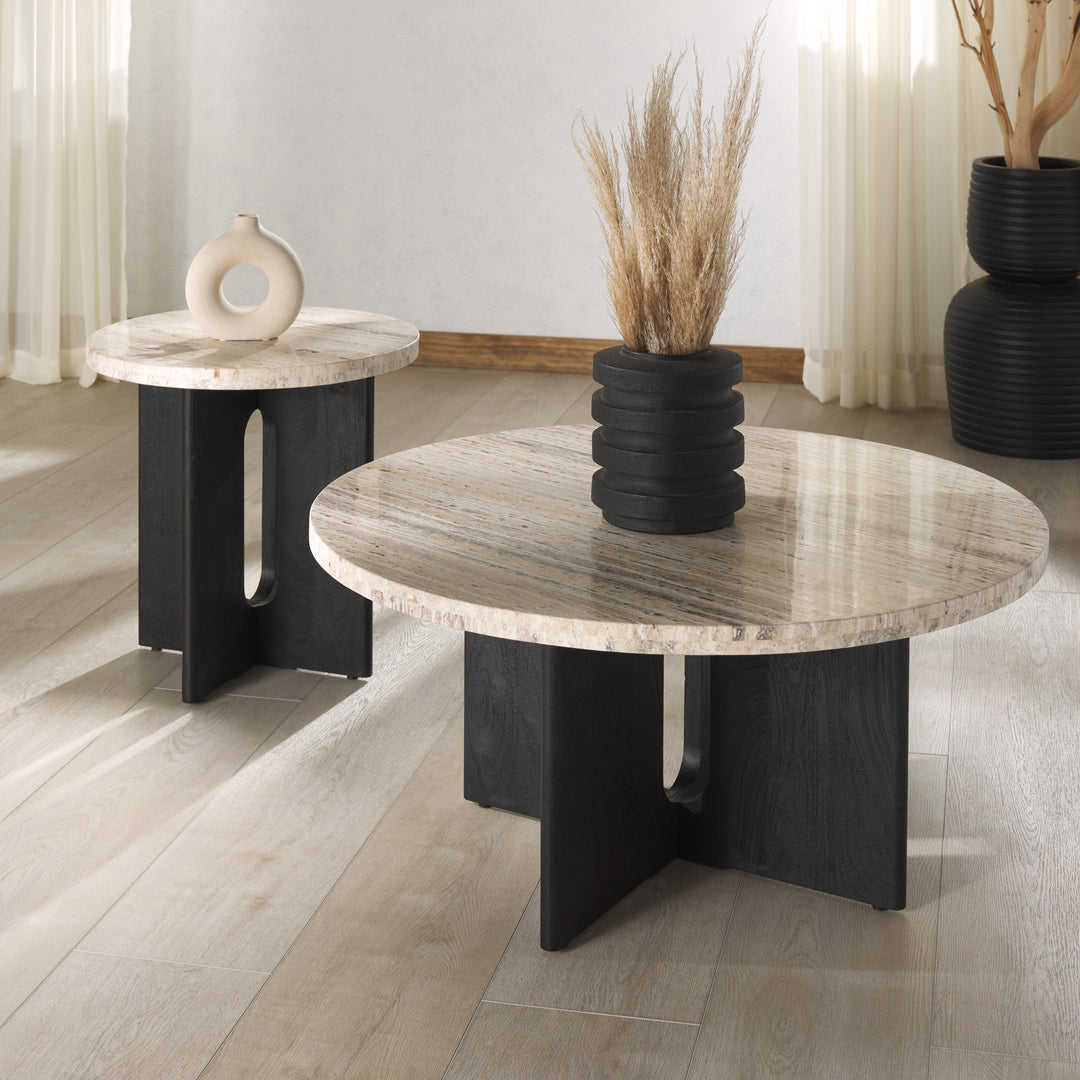 TRAVERTINE / BLACK