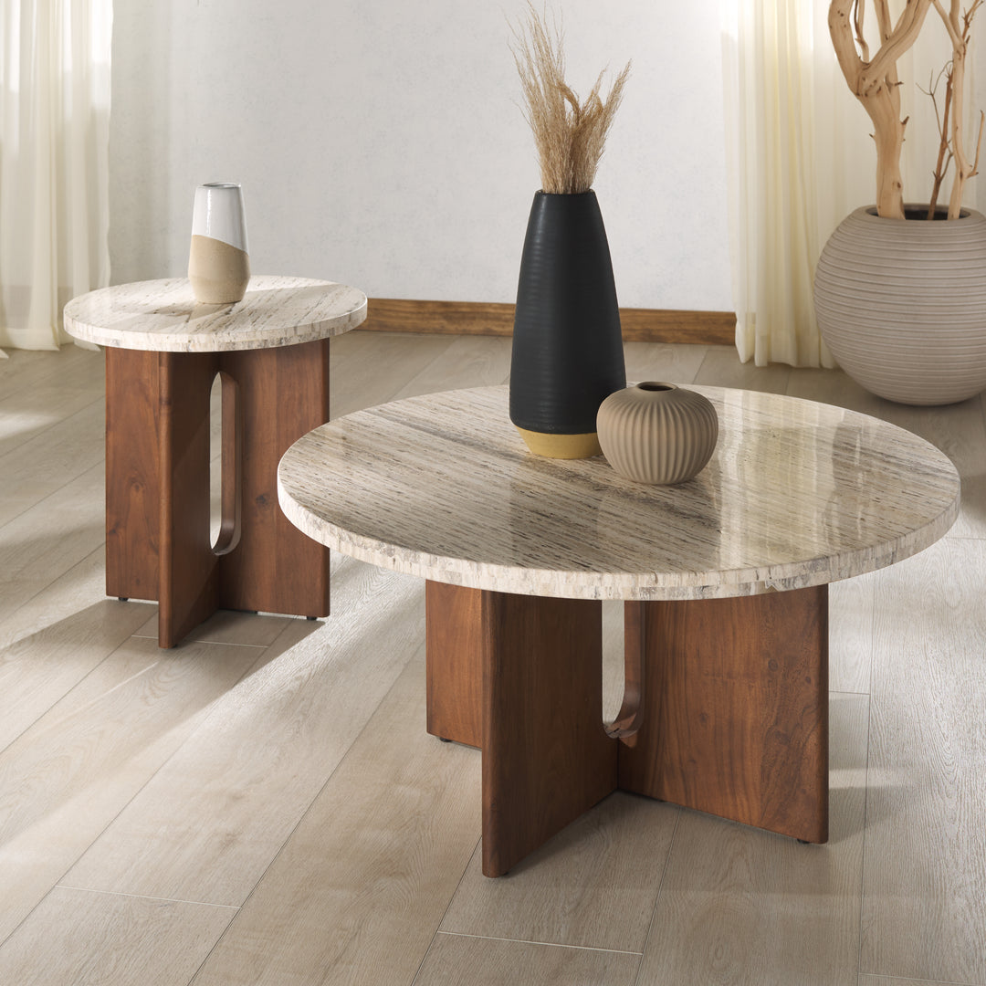 American Home Furniture Safavieh Couture Shayna Travertine Accent Table