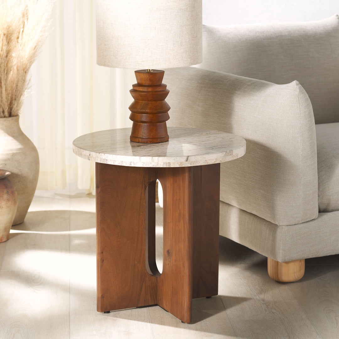 American Home Furniture Safavieh Couture Shayna Travertine Accent Table