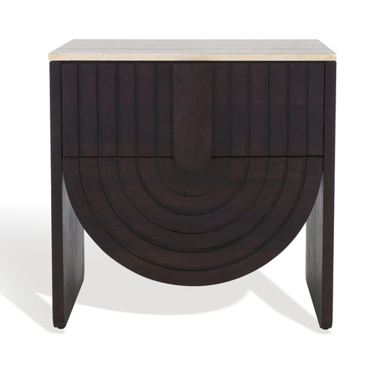 Safavieh Couture Floris Travertine Top Nightstand NIGHTSTANDS