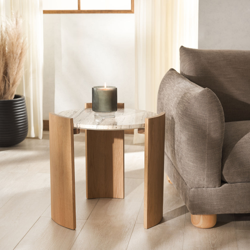 American Home Furniture Safavieh Couture Damarcus Travertine Top Accent Table