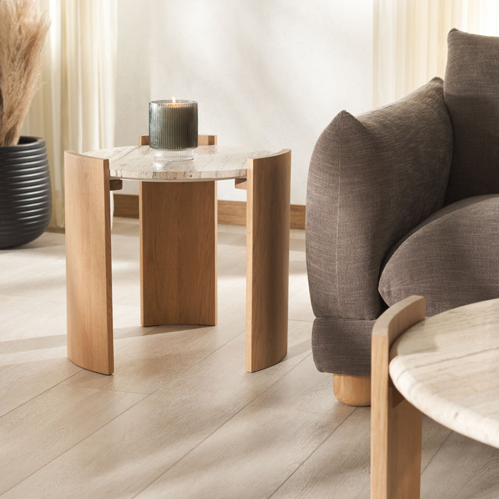 American Home Furniture Safavieh Couture Damarcus Travertine Top Accent Table