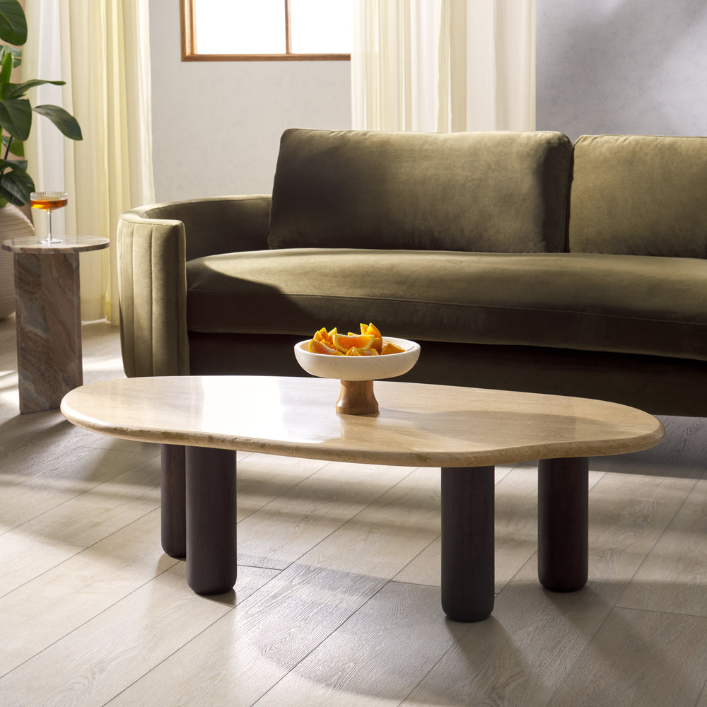 American Home Furniture Safavieh Couture Celestyn Travertine Top Coffee Table