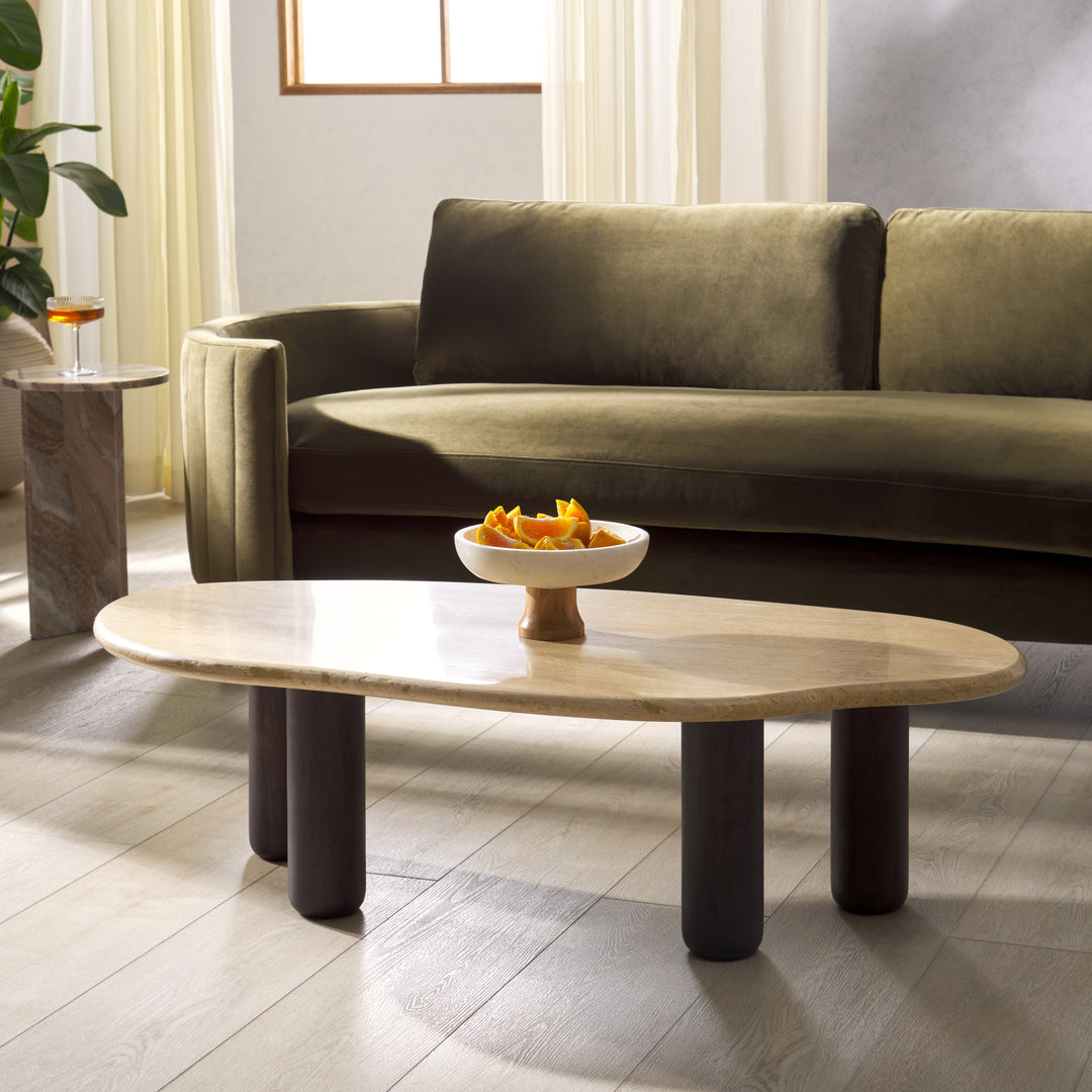 American Home Furniture Safavieh Couture Celestyn Travertine Top Coffee Table