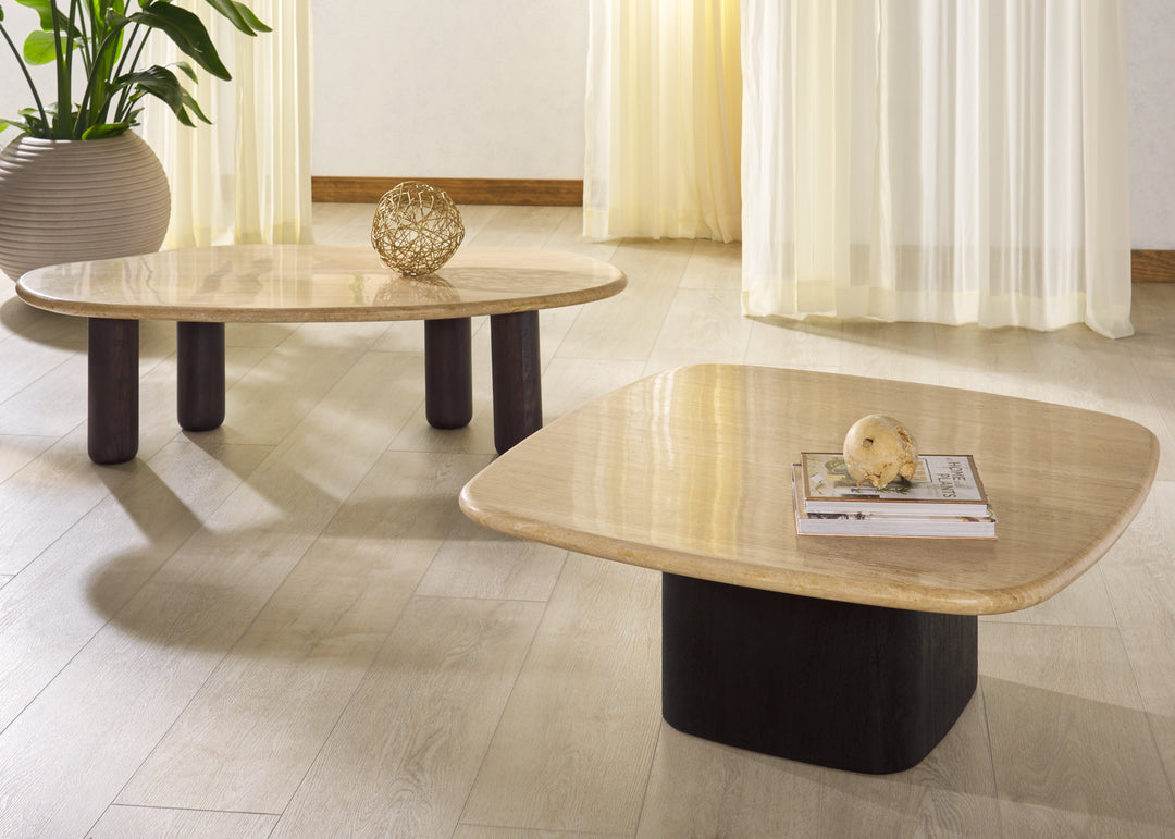 American Home Furniture Safavieh Couture Celestyn Travertine Top Coffee Table