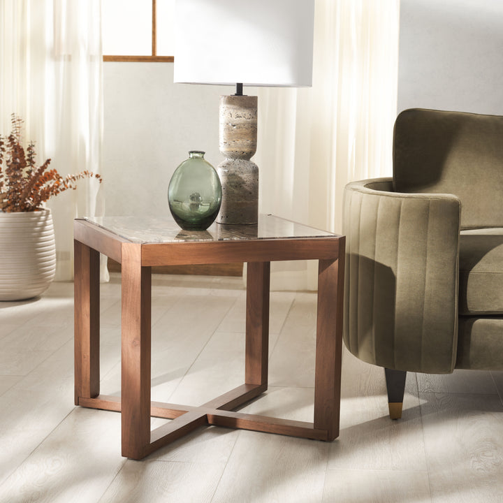 22"W x 22"D x 20"H / Walnut/Brown