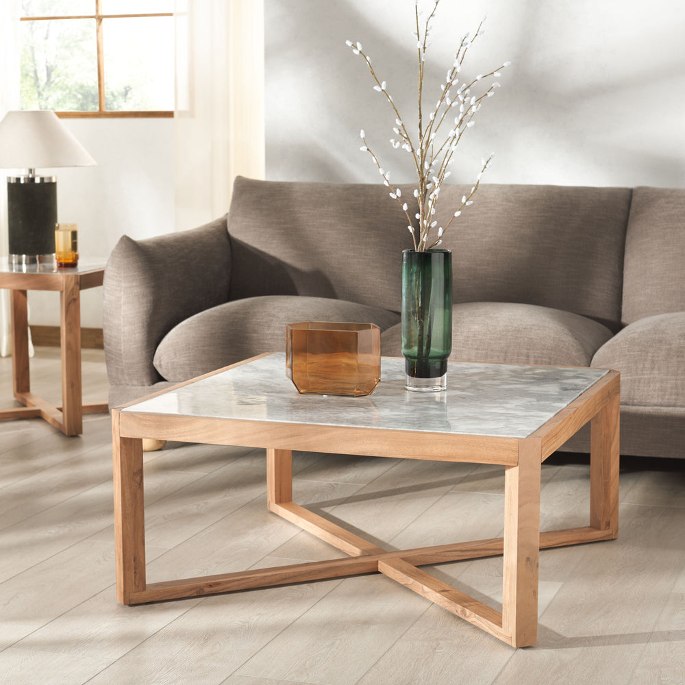 35.4"W x 35.4"D x 16"H / Natural/White