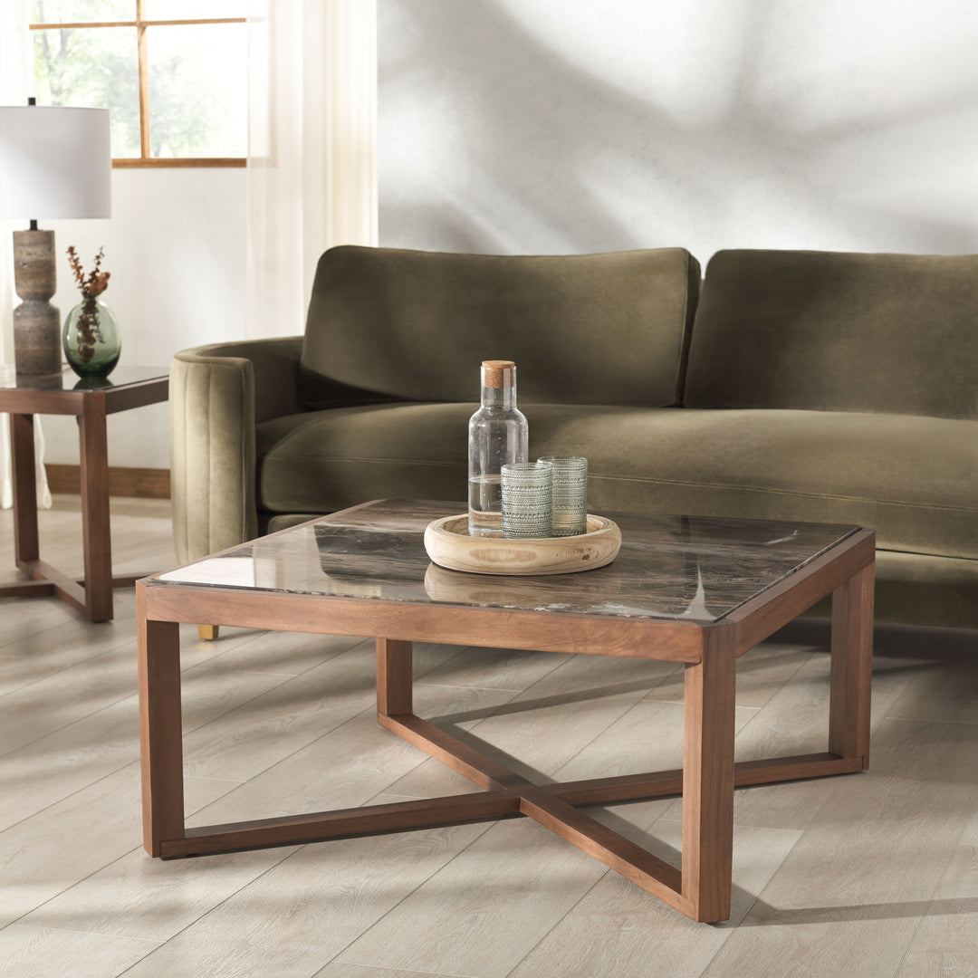 35.4"W x 35.4"D x 16"H / Walnut/Brown