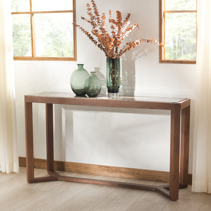 50"W x 16"D x 28"H / Walnut/Brown