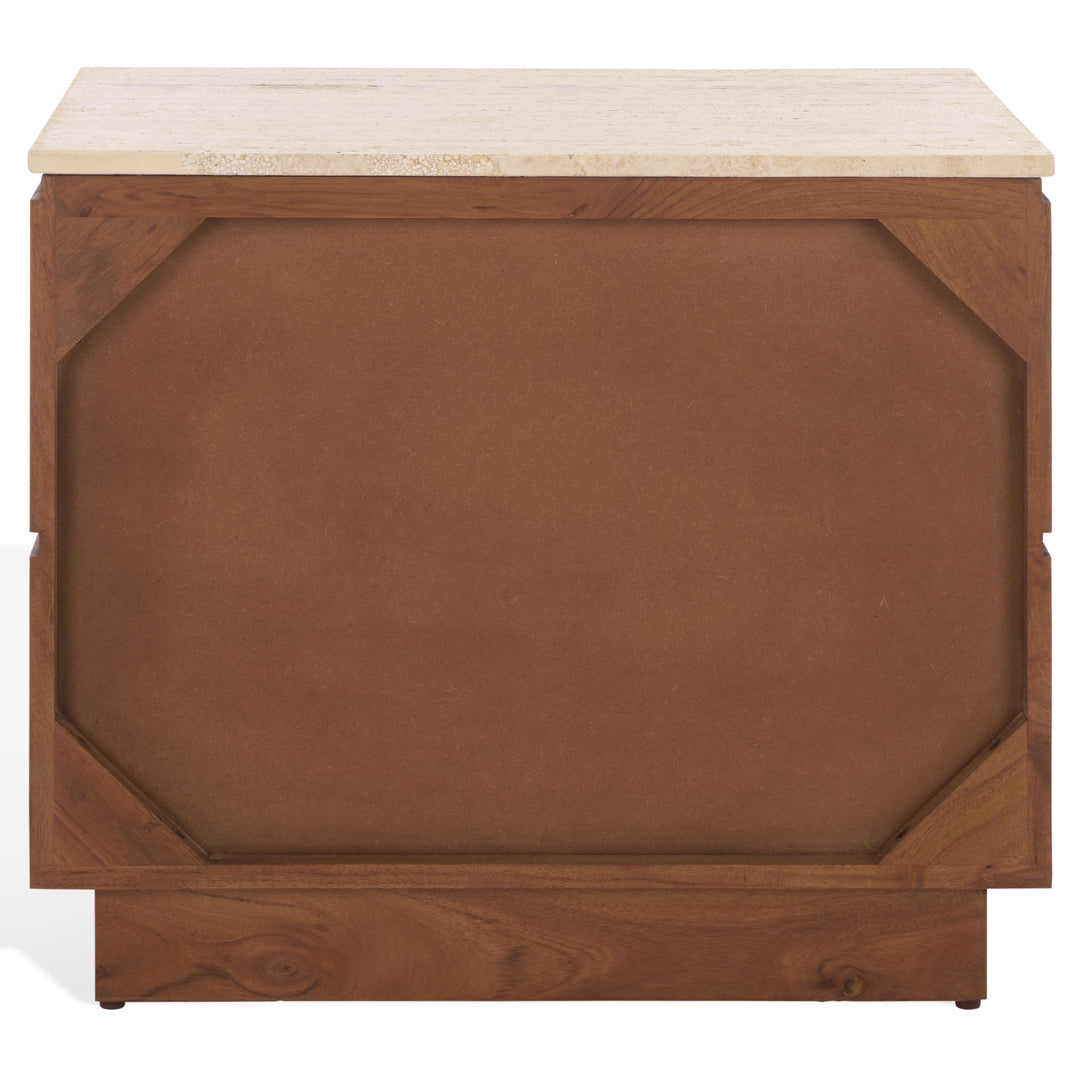 American Home Furniture Safavieh Couture Kaylissa Travertine Top 2 Drawer Nightstand