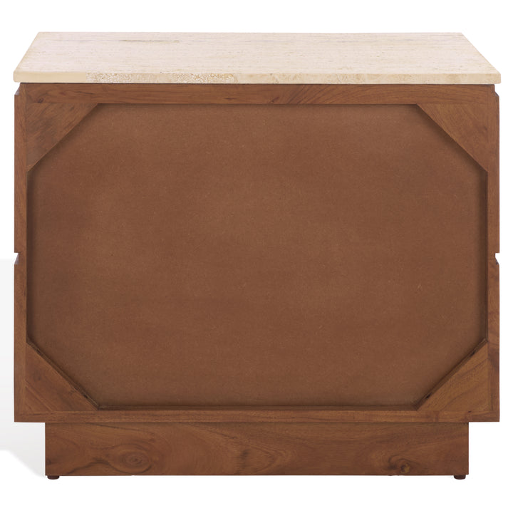 American Home Furniture Safavieh Couture Kaylissa Travertine Top 2 Drawer Nightstand