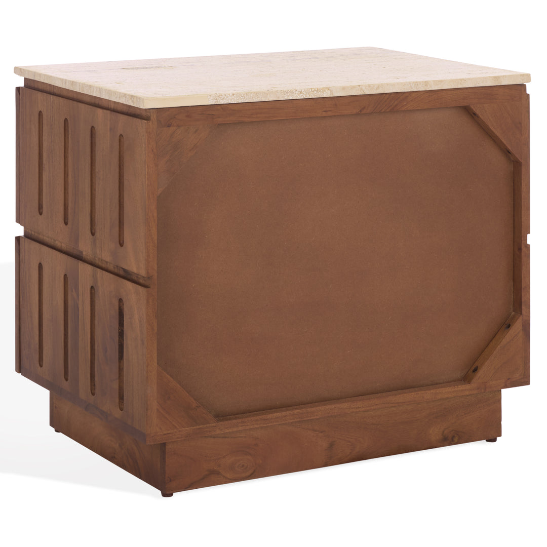 American Home Furniture Safavieh Couture Kaylissa Travertine Top 2 Drawer Nightstand