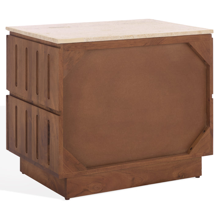 American Home Furniture Safavieh Couture Kaylissa Travertine Top 2 Drawer Nightstand