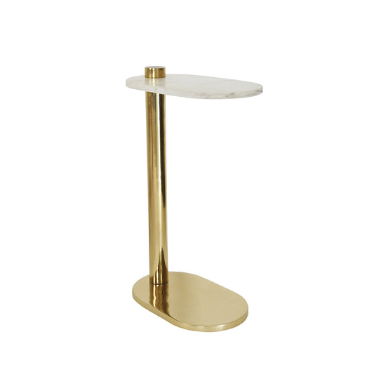 Racetrack C Table In Brass With White Marble Top
 - SIMEON