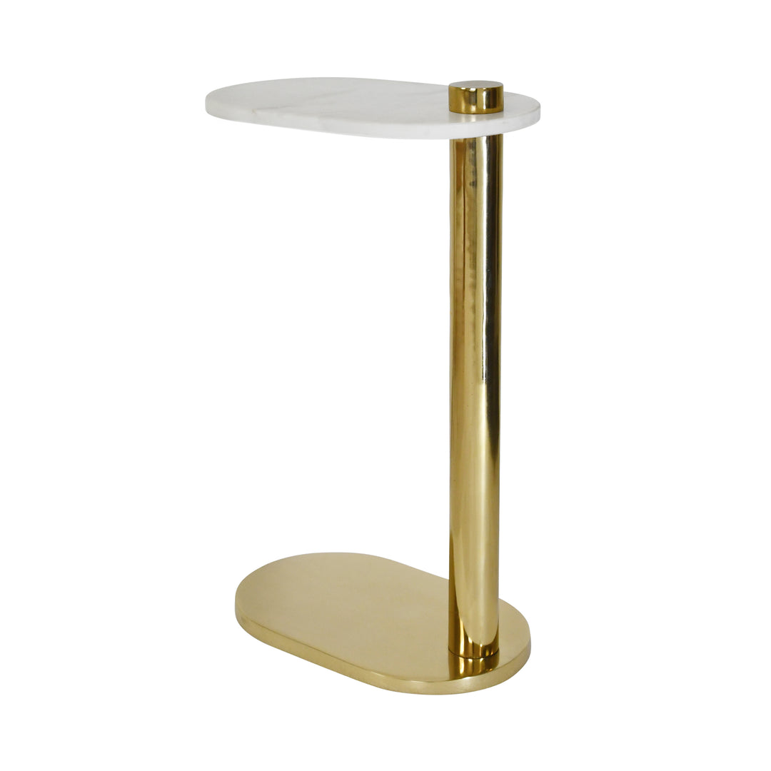 Racetrack C Table In Brass With White Marble Top
 - SIMEON