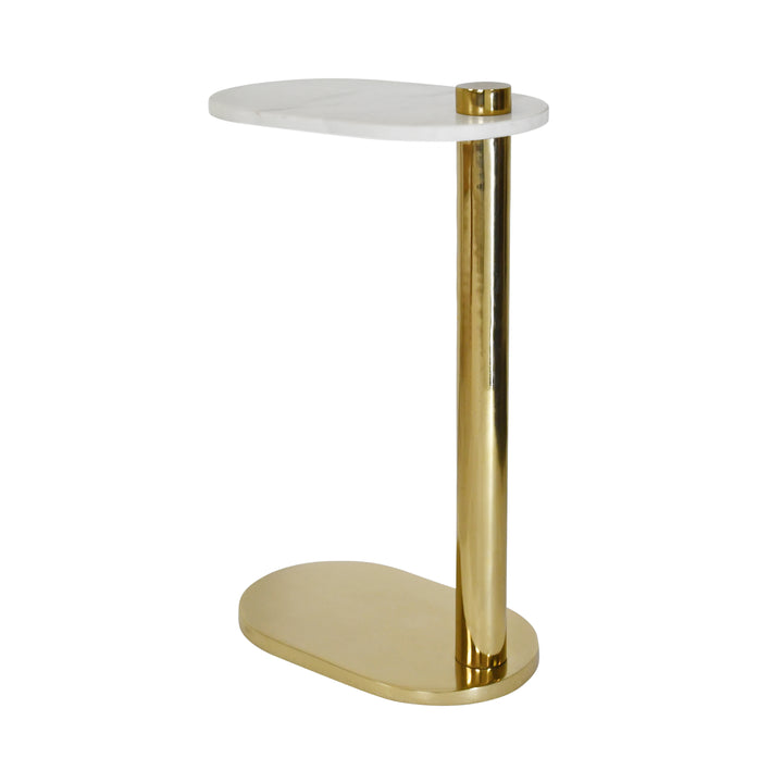 Racetrack C Table In Brass With White Marble Top
 - SIMEON