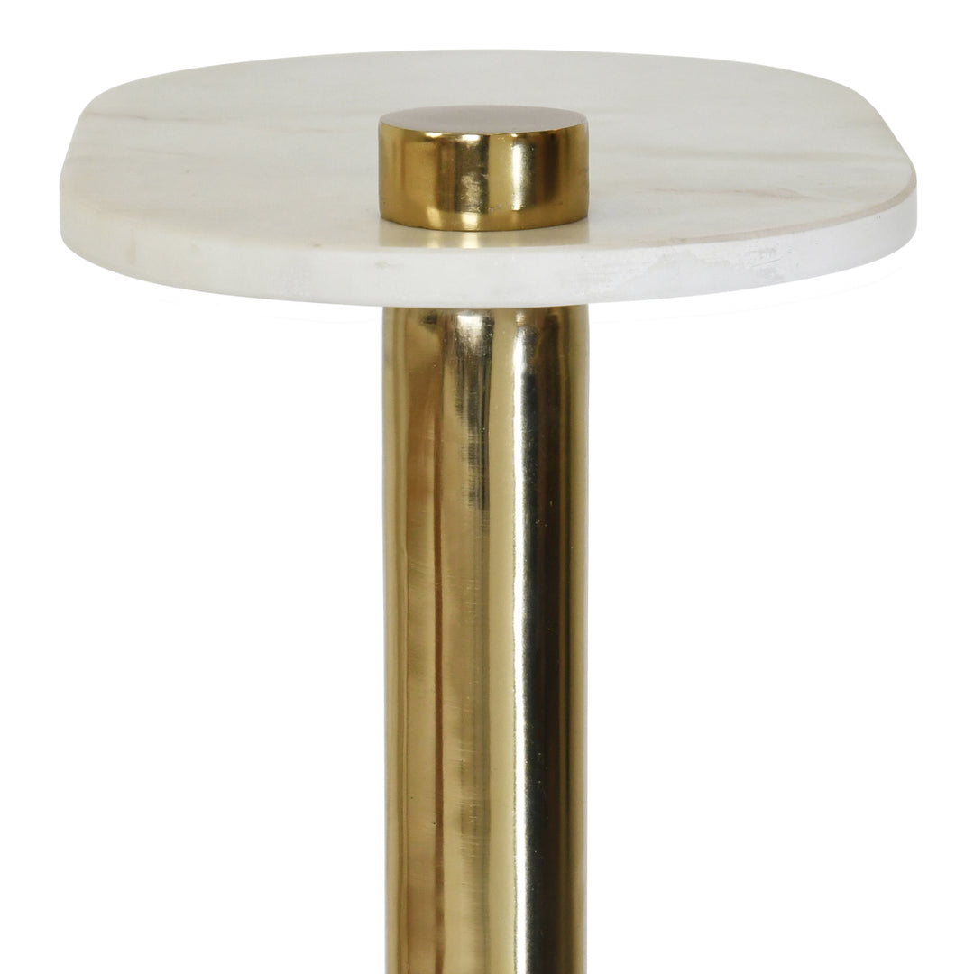 Racetrack C Table In Brass With White Marble Top
 - SIMEON