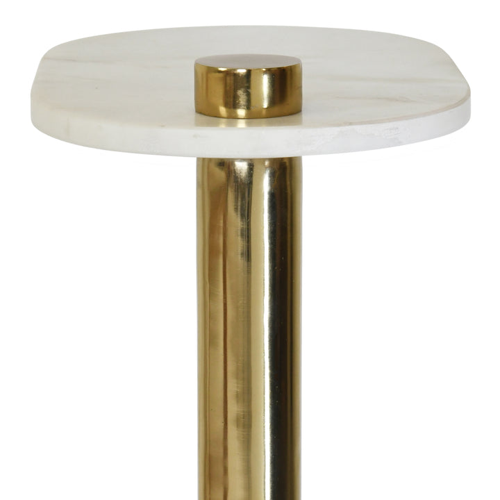 Racetrack C Table In Brass With White Marble Top
 - SIMEON