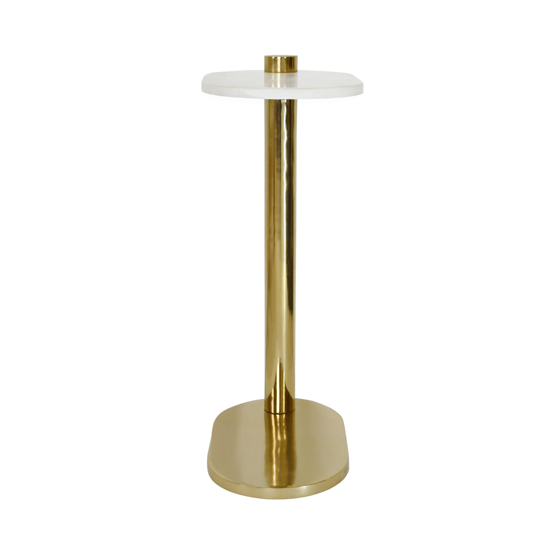 Racetrack C Table In Brass With White Marble Top
 - SIMEON