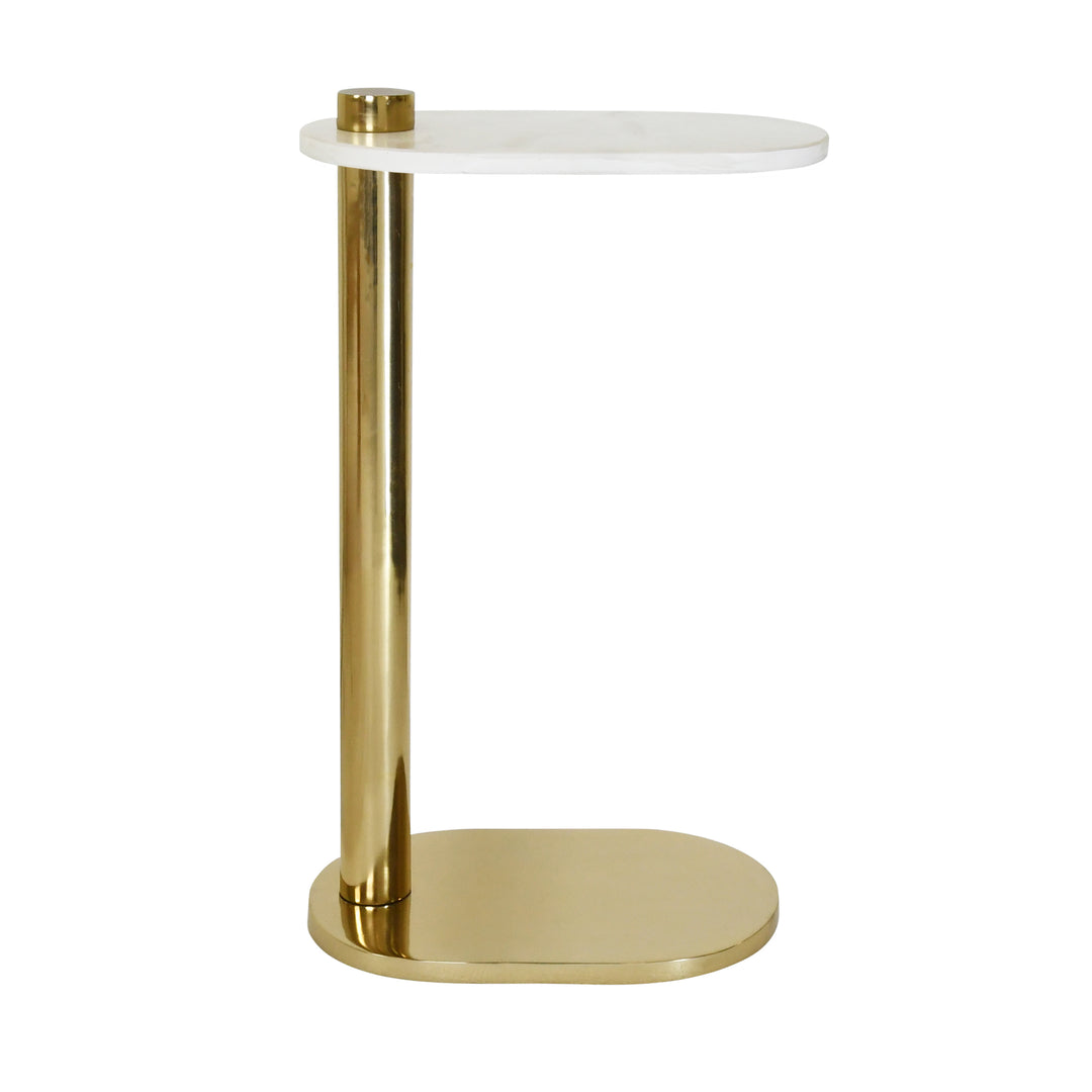 Racetrack C Table In Brass With White Marble Top
 - SIMEON
