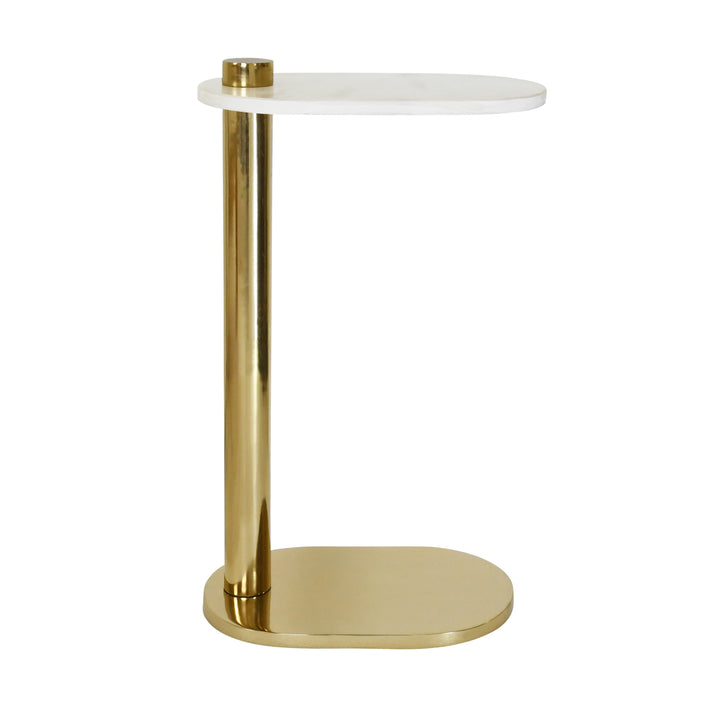Racetrack C Table In Brass With White Marble Top
 - SIMEON