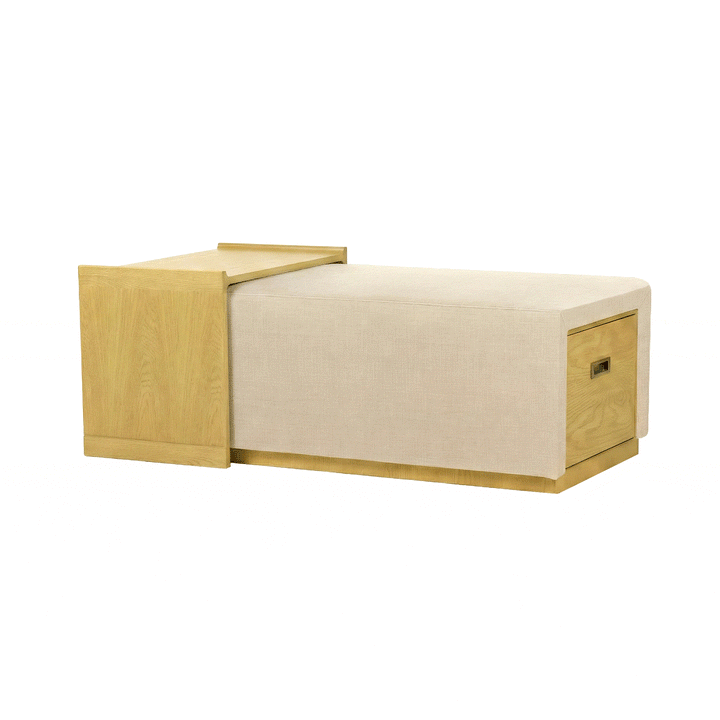 Elara Storage Ottoman - Barley Chenille