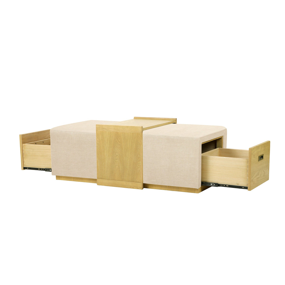 Elara Storage Ottoman - Barley Chenille