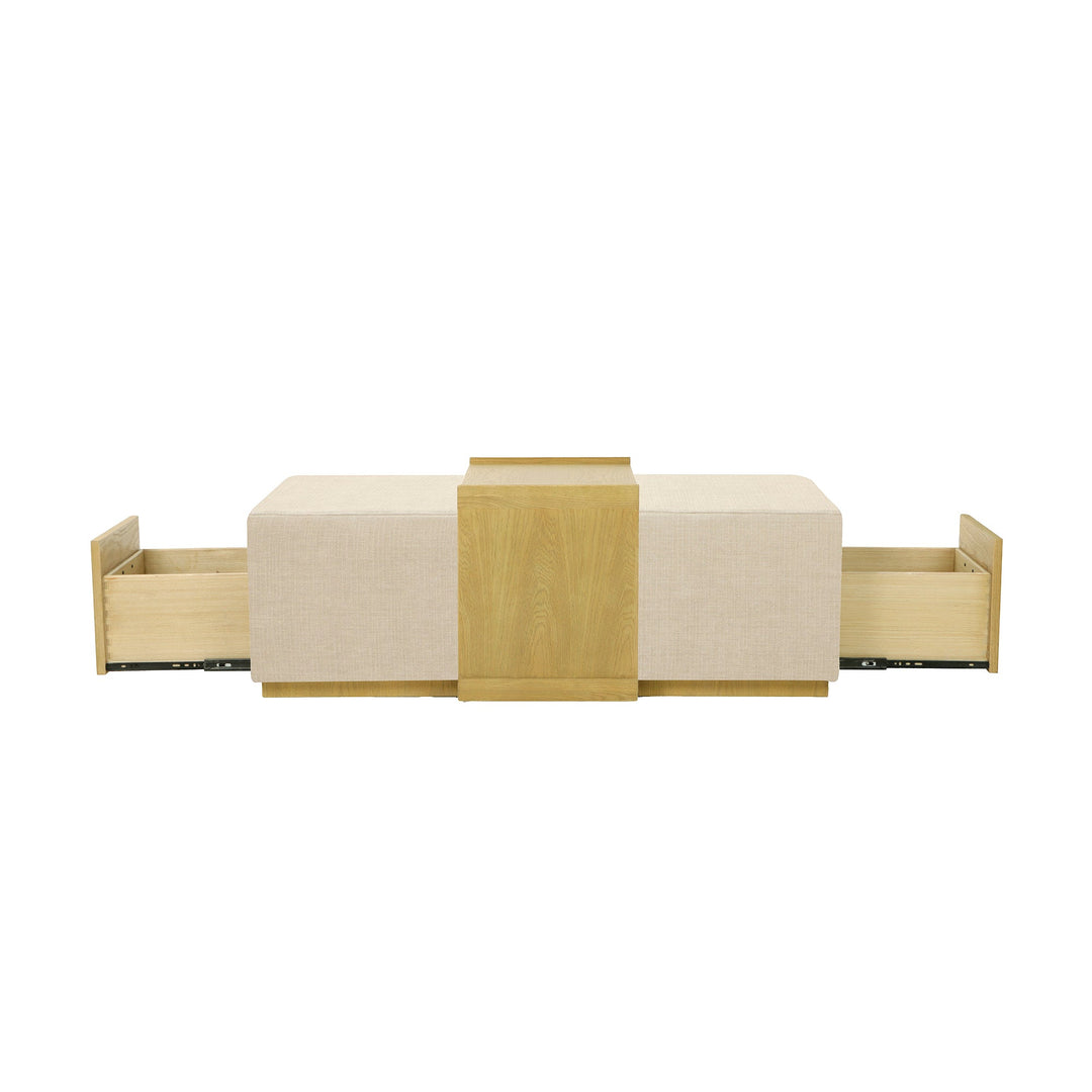 Elara Storage Ottoman - Barley Chenille