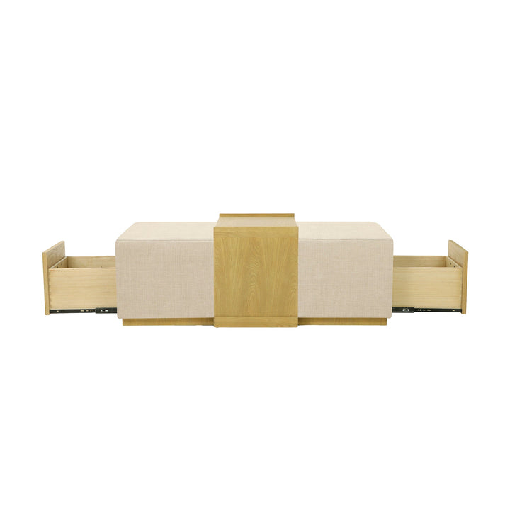 Elara Storage Ottoman - Barley Chenille