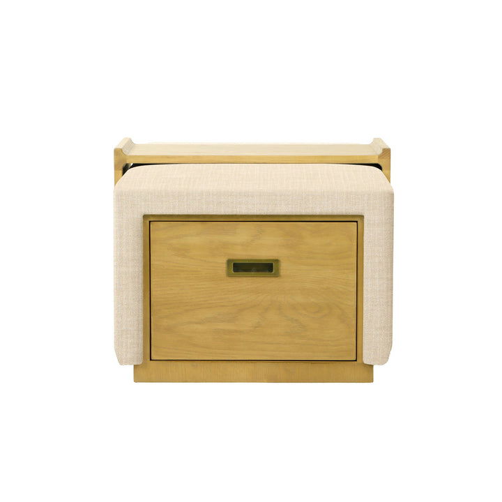 Elara Storage Ottoman - Barley Chenille
