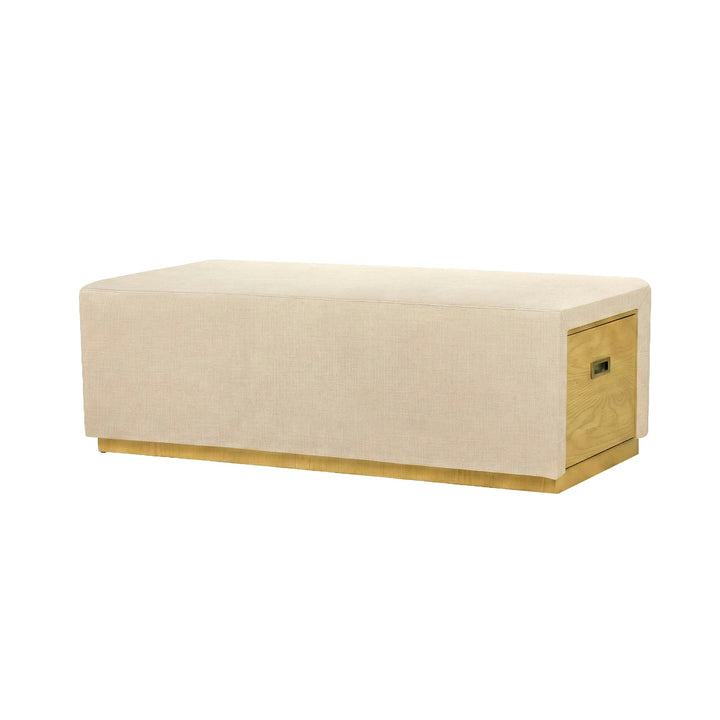 Elara Storage Ottoman - Barley Chenille