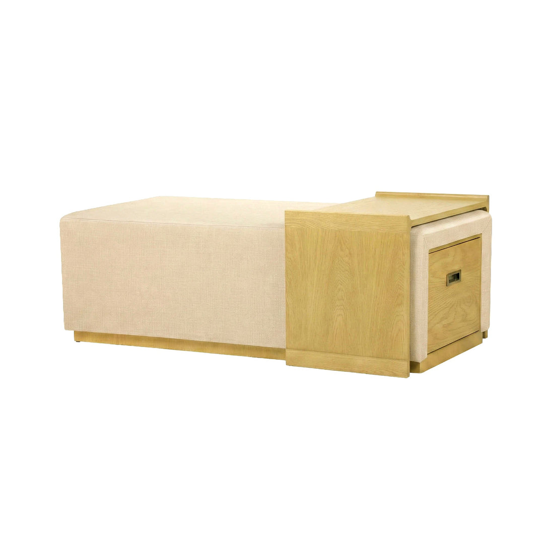 Elara Storage Ottoman - Barley Chenille