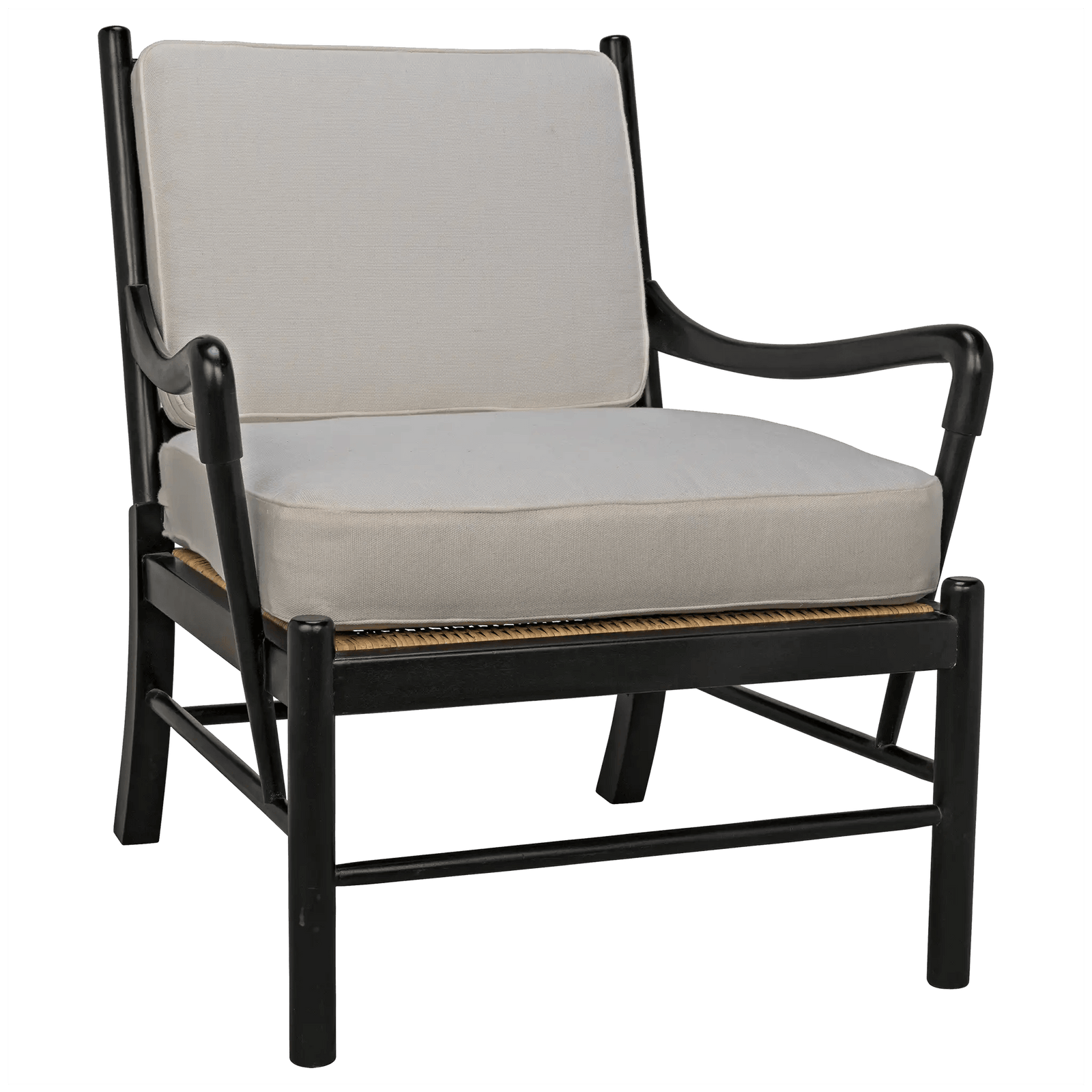 Noir Kevin Chair with Rattan, Hand Rubbed Black ACCENT + LOUNGE CHAIRS
