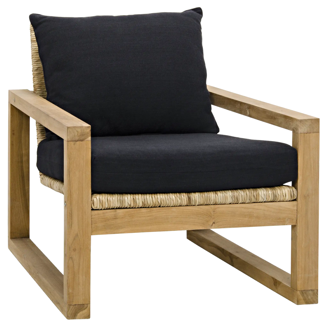 American Home Furniture | Noir - Martin Chair, Teak Frame, Woven Seat, Black Woven Fabric