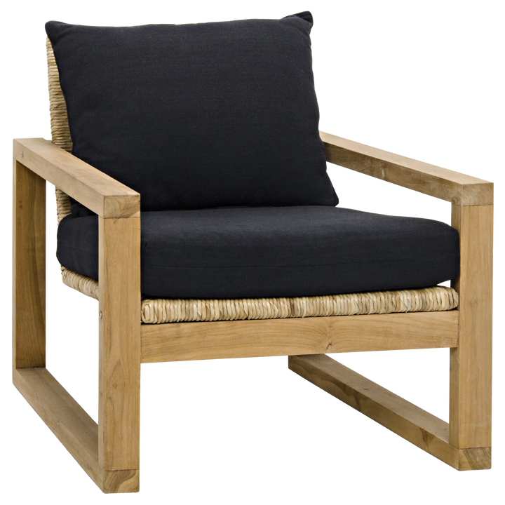 American Home Furniture | Noir - Martin Chair, Teak Frame, Woven Seat, Black Woven Fabric