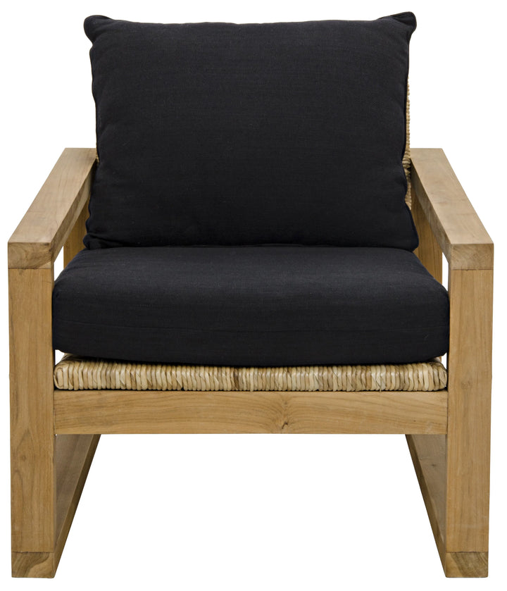 American Home Furniture | Noir - Martin Chair, Teak Frame, Woven Seat, Black Woven Fabric