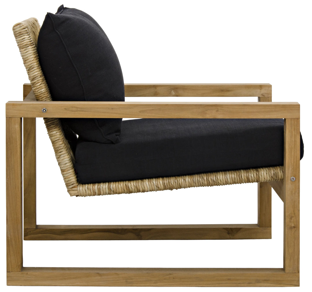 American Home Furniture | Noir - Martin Chair, Teak Frame, Woven Seat, Black Woven Fabric