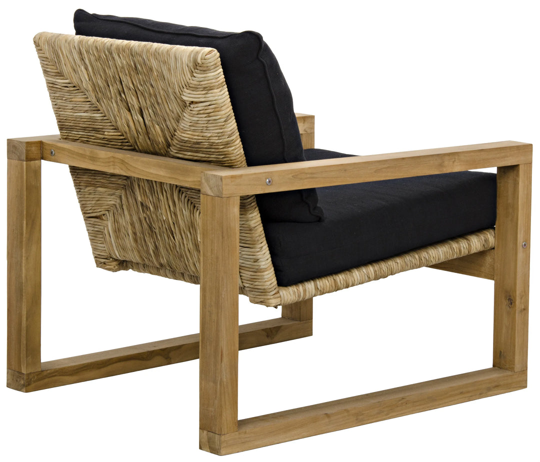 American Home Furniture | Noir - Martin Chair, Teak Frame, Woven Seat, Black Woven Fabric